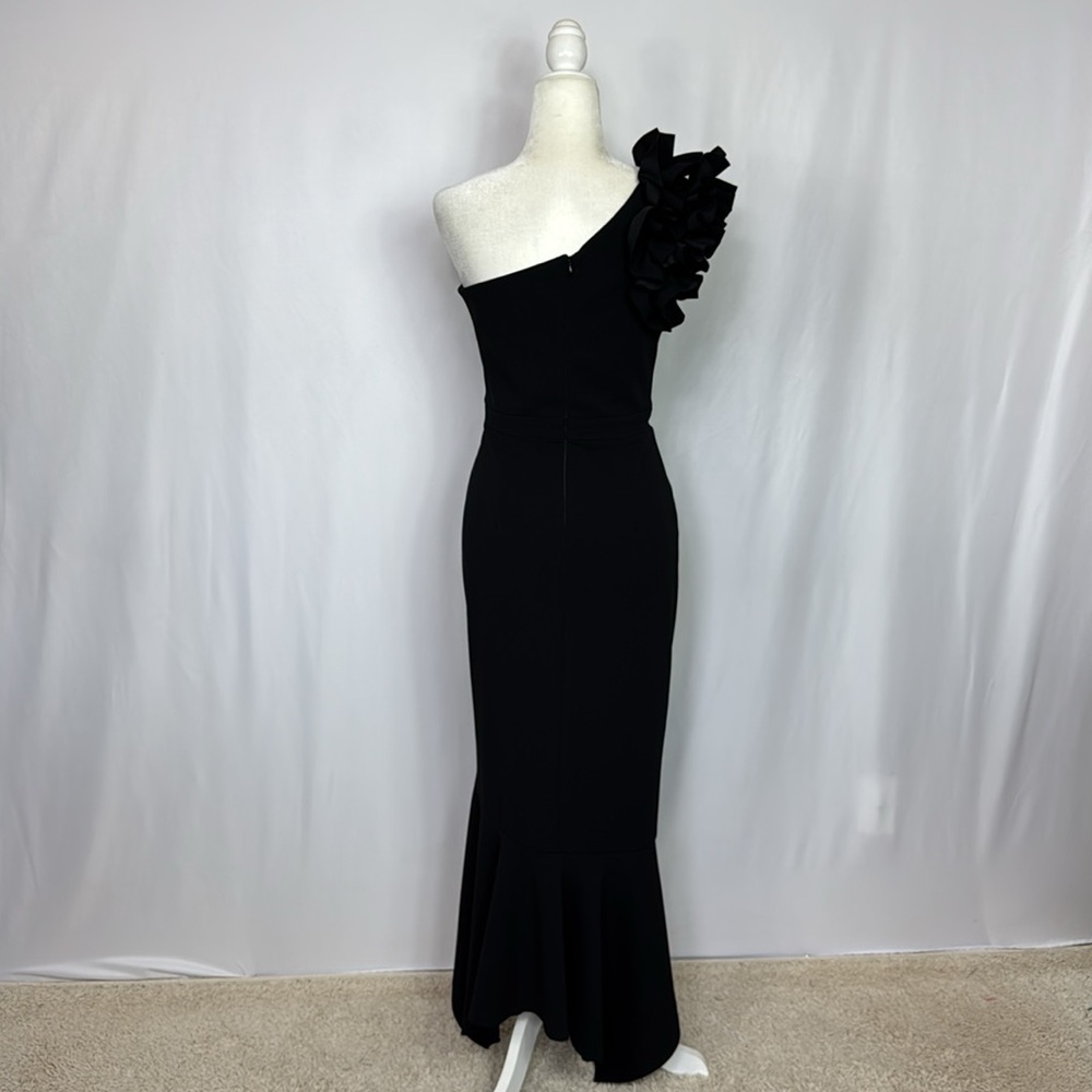 Xscape Black One-Shoulder High-Low Ruffle Dress - Picture 9 of 14